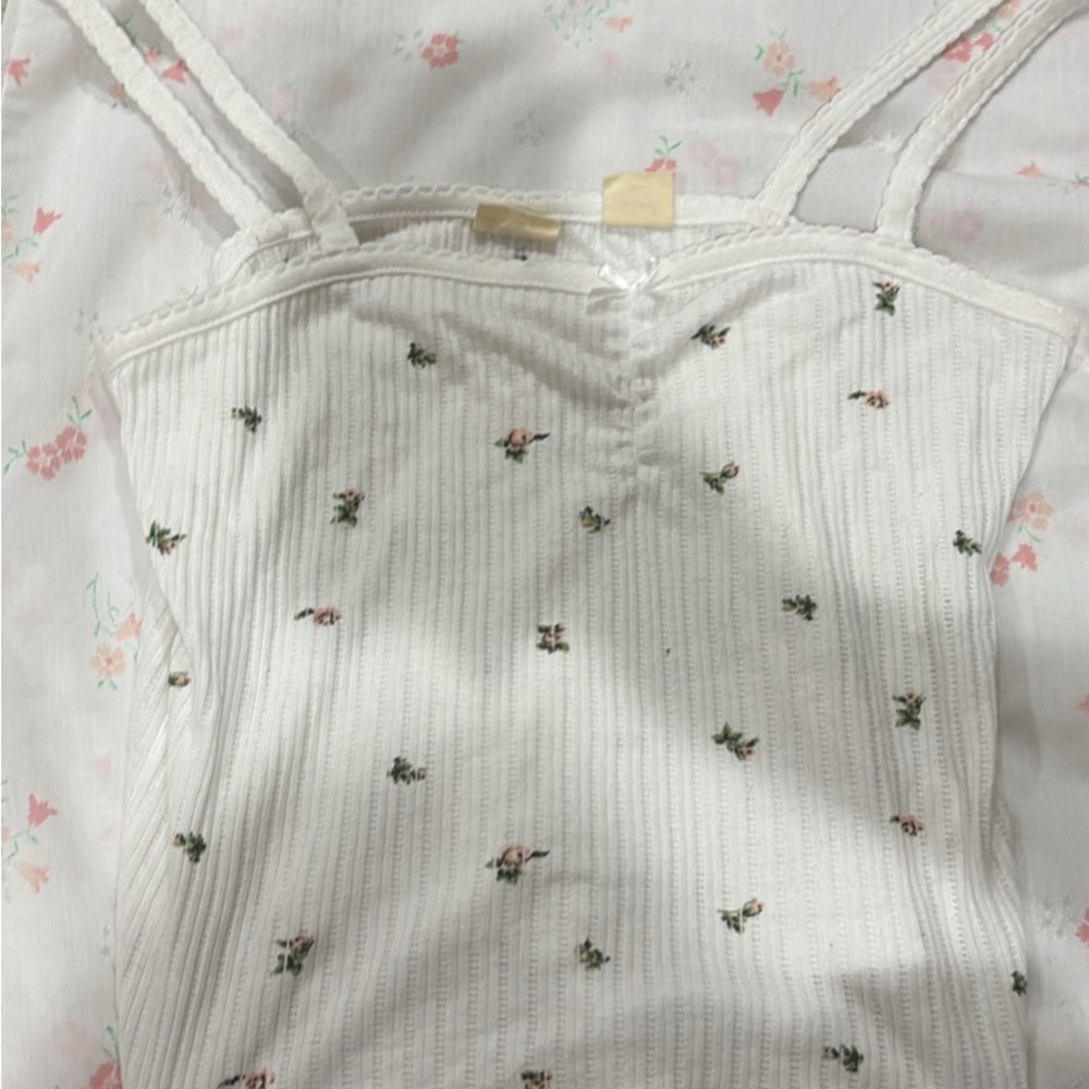 Levi's White Ruched Fitted Camisole